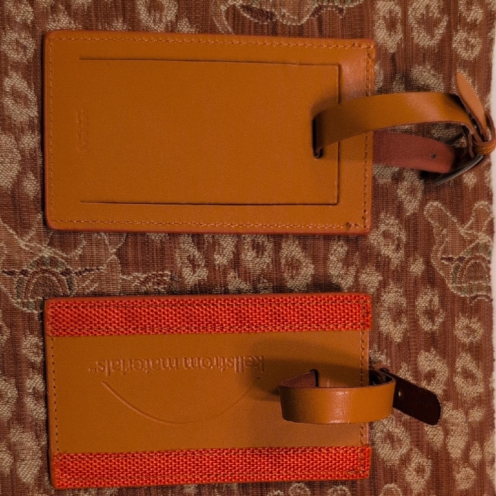Brown and Orange leather 2 Luggage Tags